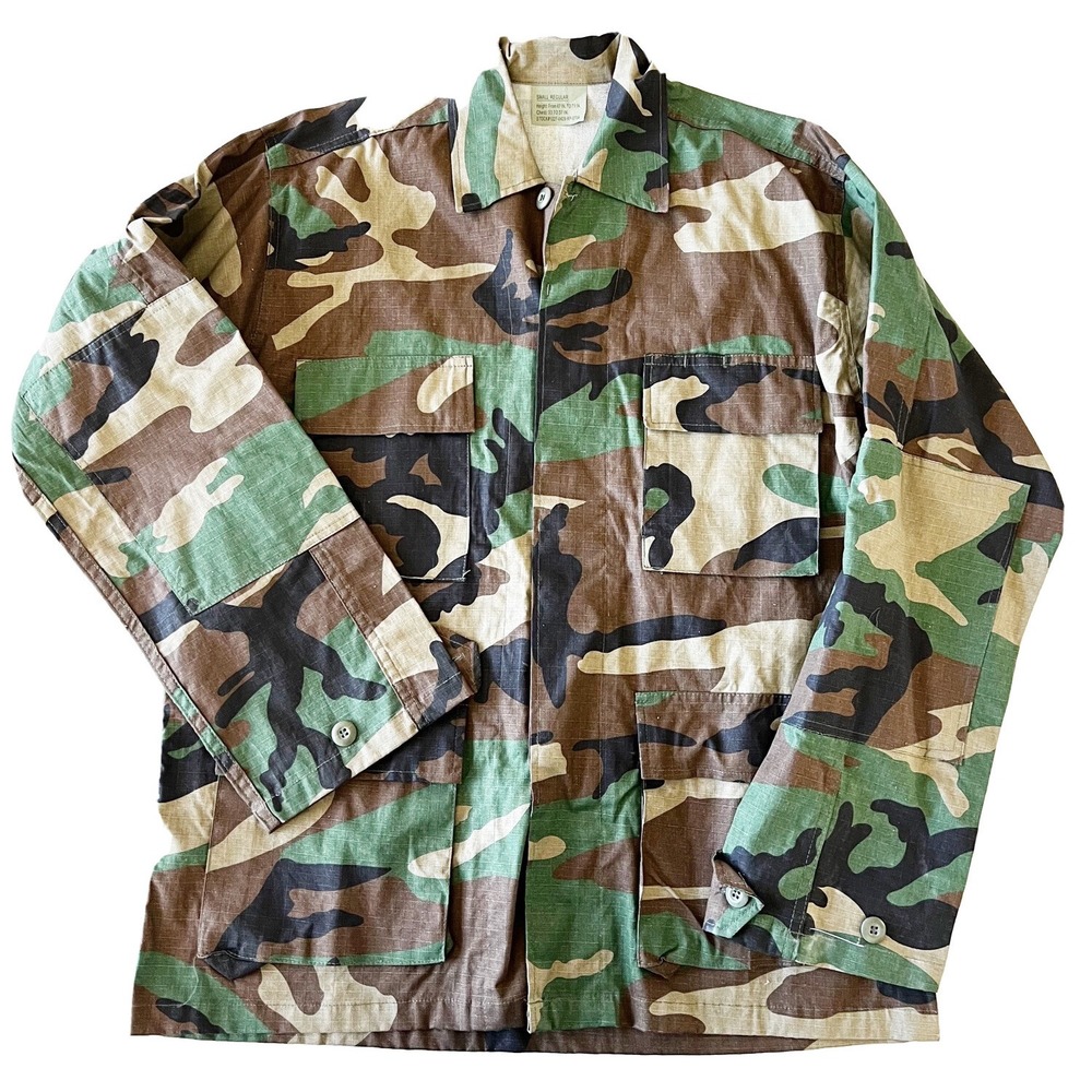 Army Rothco Ultra Force BDU Shirt Woodland Camo Button Front Small Regular NWOT